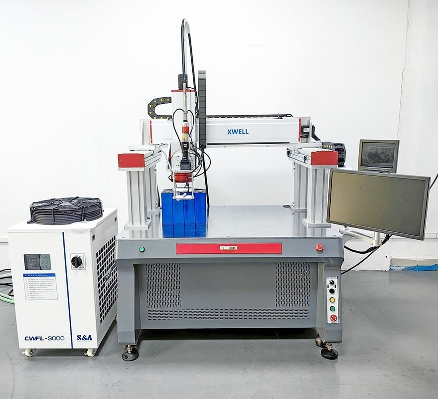 1000 Watt Spot-Schweißmaschine Gantry Automatische kontinuierliche Lithium-Ionen-Batterie Faser-Laser-Schweißmaschine