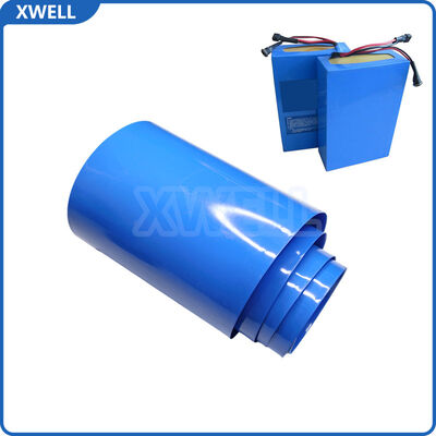 Guter Preis Blaue Kreuzverknüpfte PE-Wärmeschrumpfröhre 50 mm Flachbreite 100 m Roll für 21700 26650 Batteriezellen Isolationshülle 120 °C Online